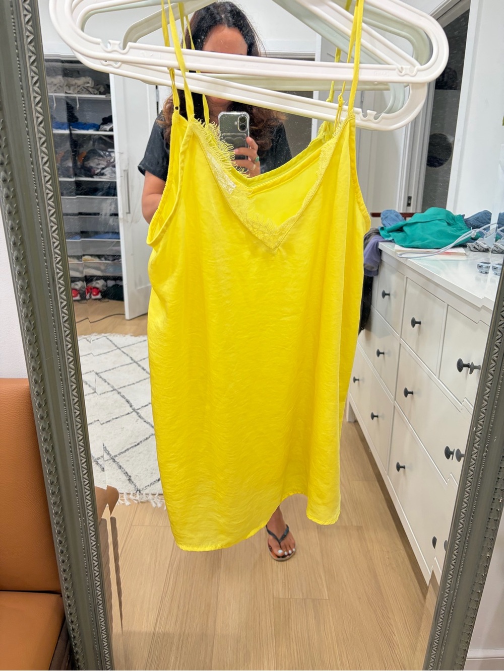 Promod Bright Yellow Satin Lace-Trim Tank top
